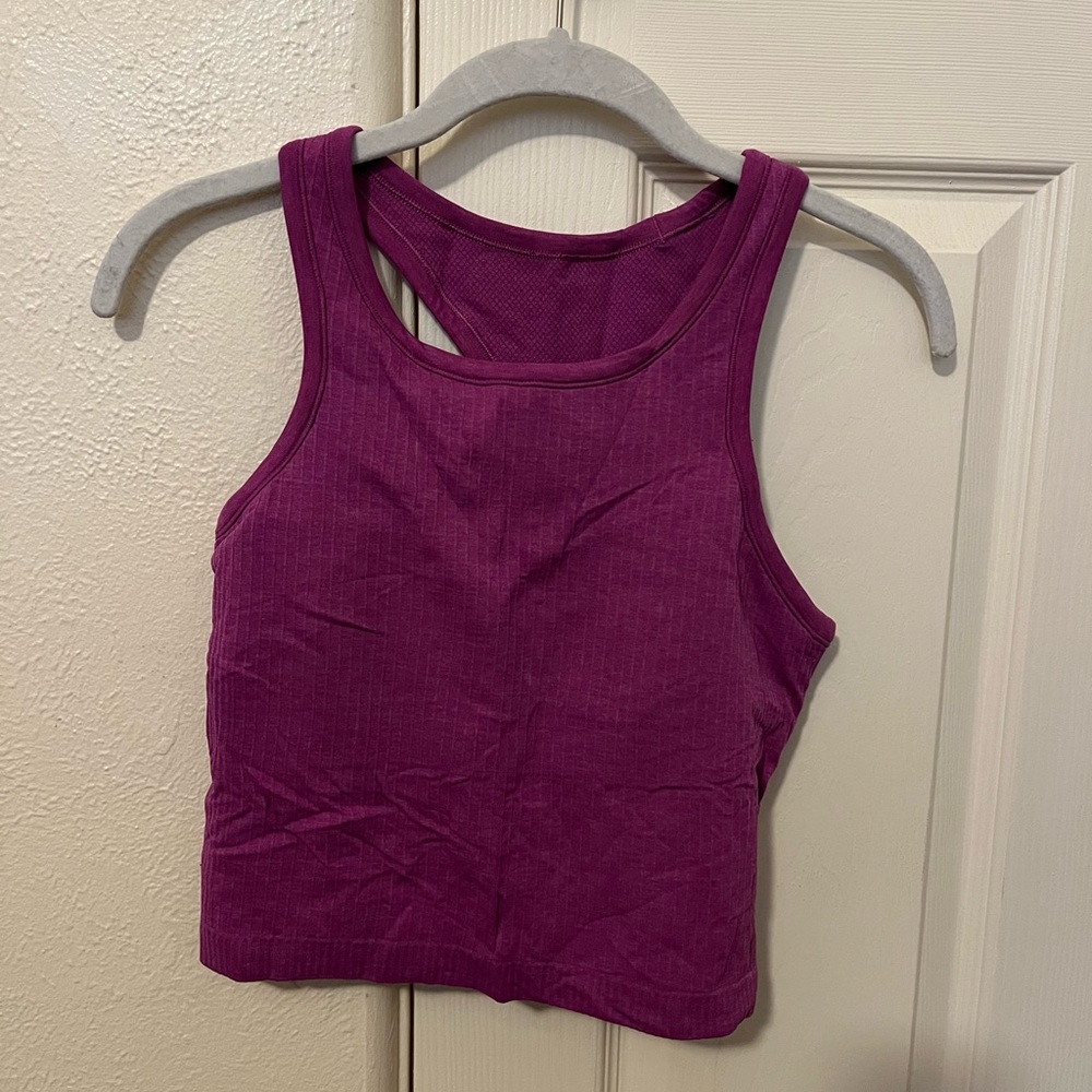 Lululemon purple Ebb to street crop tank.